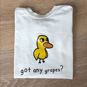 Got Any Grapes Duck Meme T-Shirt‎ Youth XS (2–4) White 100% Cotton Funny Tee